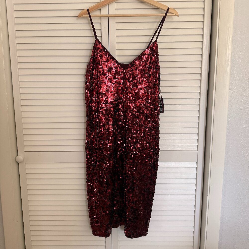 NWT Express Red Sequin Mini Dress, Sz M